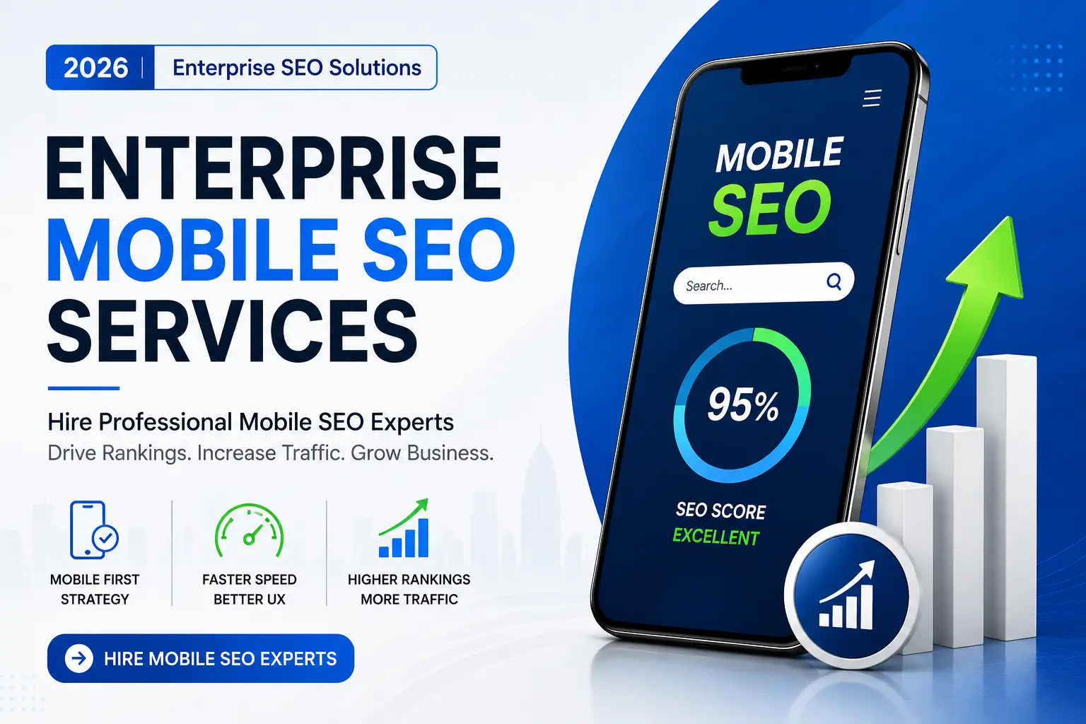 Best enterprise mobile SEO services in 2026 with professional mobile SEO experts improving mobile-first indexing, mobile page speed, Core Web Vitals, responsive SEO, mobile usability optimization, and organic traffic growth for enterprise websites